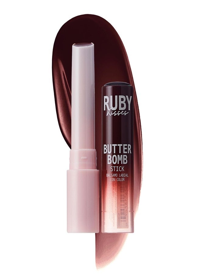 Ruby Kisses Butter Bomb Lip Balm, High Shine Tinted Lip Gloss, Ultra Hydrating Melting Lipstick With Shea Butter for Plumped Look, Lightweight Buildable Color With Glowy Glass Finish (Lava Cake) - Image 1